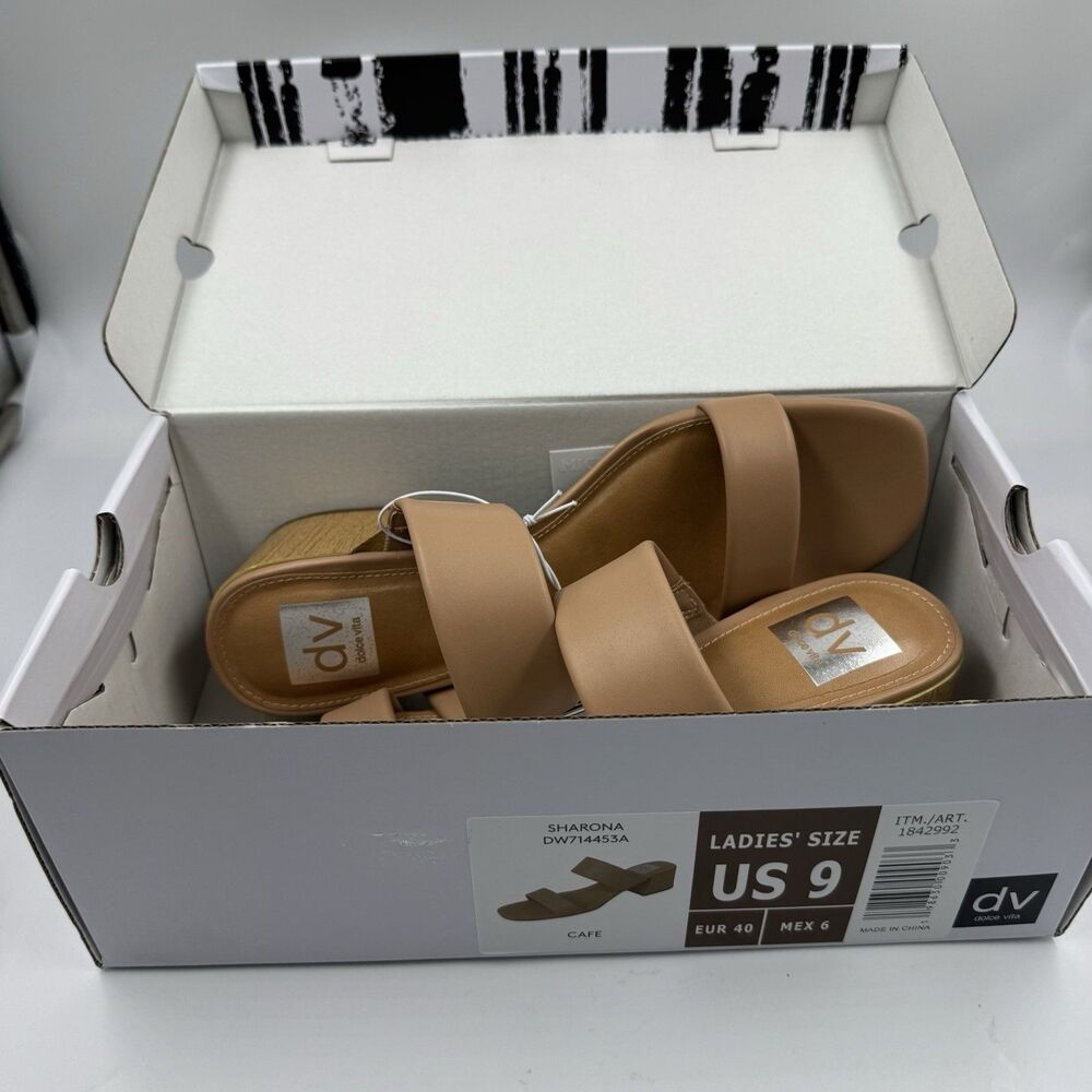 New Dolce Vita Sharona Women’s Dual Straps with Block Heel Sandals Cafe Size 9 - Picture 14 of 14